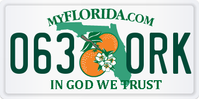 FL license plate 0630RK