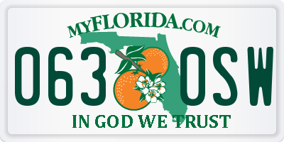 FL license plate 0630SW