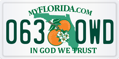 FL license plate 0630WD