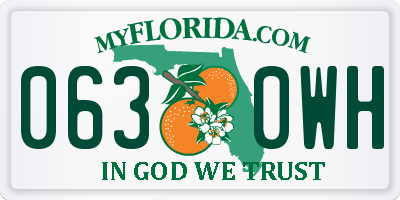 FL license plate 0630WH