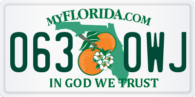FL license plate 0630WJ