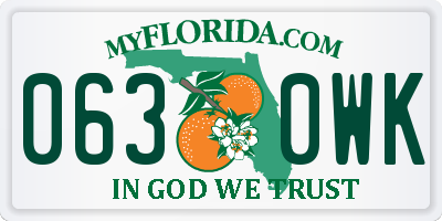 FL license plate 0630WK
