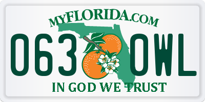 FL license plate 0630WL