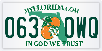 FL license plate 0630WQ