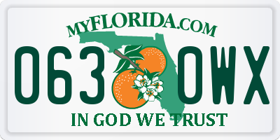 FL license plate 0630WX