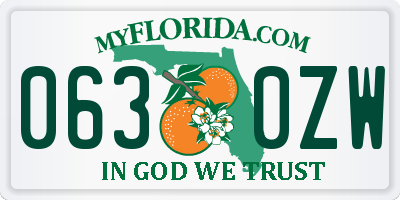FL license plate 0630ZW