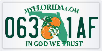 FL license plate 0631AF
