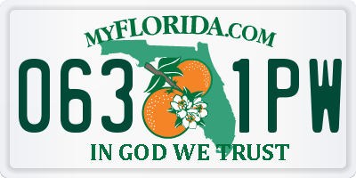 FL license plate 0631PW