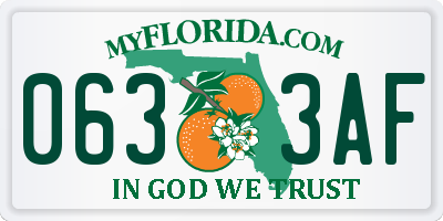 FL license plate 0633AF