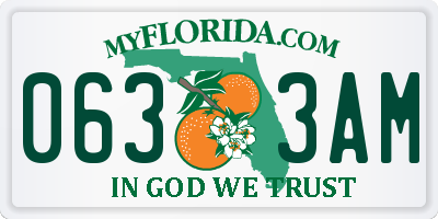 FL license plate 0633AM
