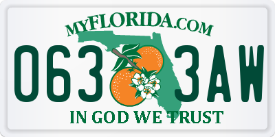 FL license plate 0633AW