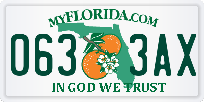 FL license plate 0633AX