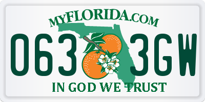 FL license plate 0633GW