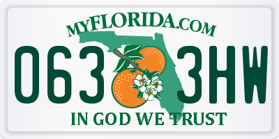 FL license plate 0633HW