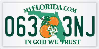FL license plate 0633NJ