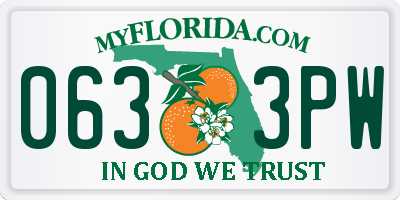 FL license plate 0633PW
