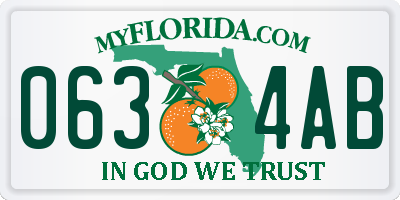 FL license plate 0634AB
