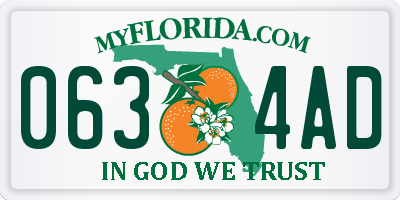 FL license plate 0634AD