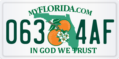 FL license plate 0634AF