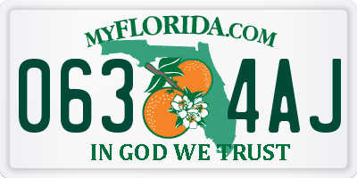FL license plate 0634AJ