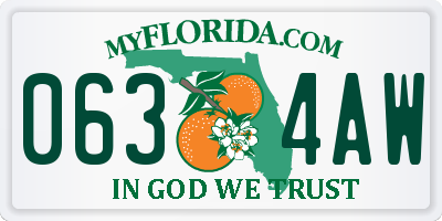FL license plate 0634AW