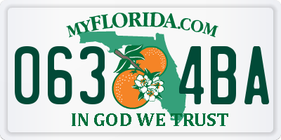 FL license plate 0634BA