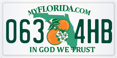 FL license plate 0634HB