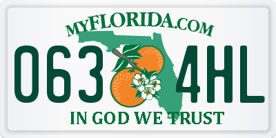 FL license plate 0634HL