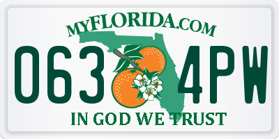 FL license plate 0634PW