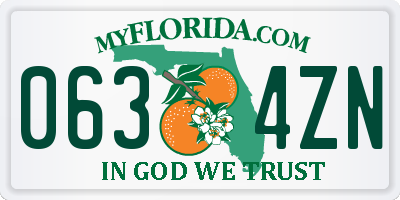 FL license plate 0634ZN