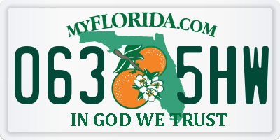 FL license plate 0635HW