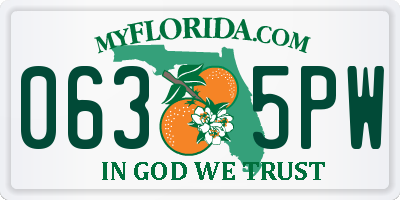FL license plate 0635PW