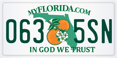 FL license plate 0635SN