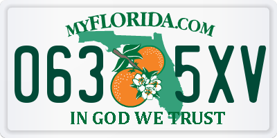 FL license plate 0635XV