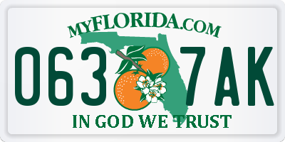FL license plate 0637AK