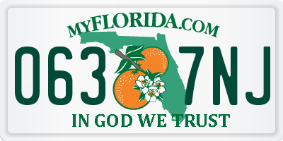 FL license plate 0637NJ