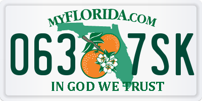 FL license plate 0637SK