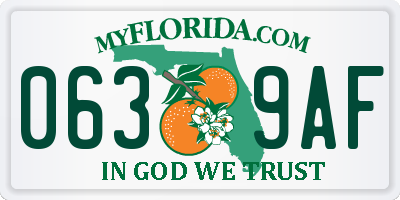 FL license plate 0639AF