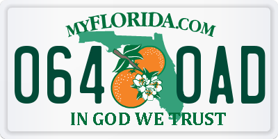 FL license plate 0640AD