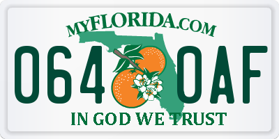 FL license plate 0640AF