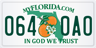 FL license plate 0640AO