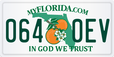 FL license plate 0640EV