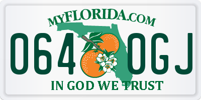FL license plate 0640GJ