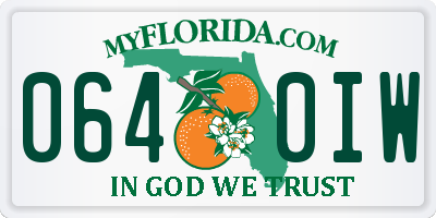 FL license plate 0640IW