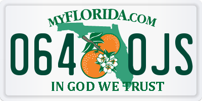 FL license plate 0640JS