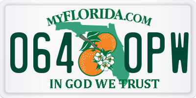FL license plate 0640PW