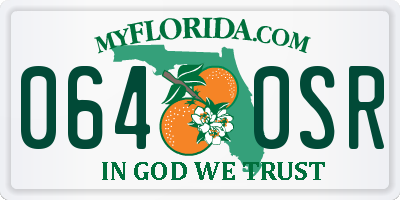 FL license plate 0640SR