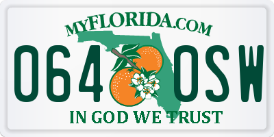FL license plate 0640SW
