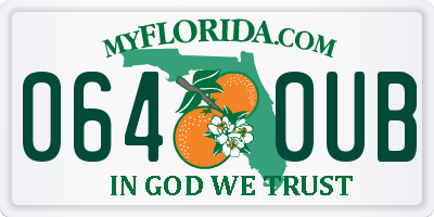 FL license plate 0640UB