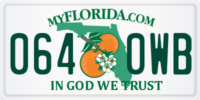 FL license plate 0640WB